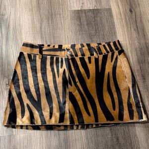 Understated Leather Tiger Print Mini Skirt